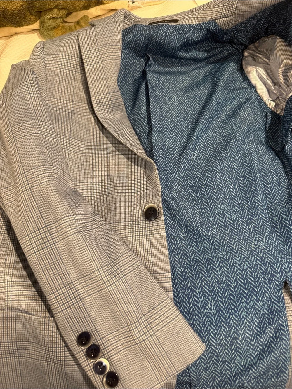 Boys Light Gray Glen Plaid Blazer - Classic Tailored Fit